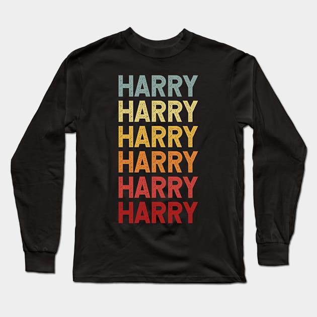 Harry Name Vintage Retro Gift Named Harry Long Sleeve T-Shirt by CoolDesignsDz